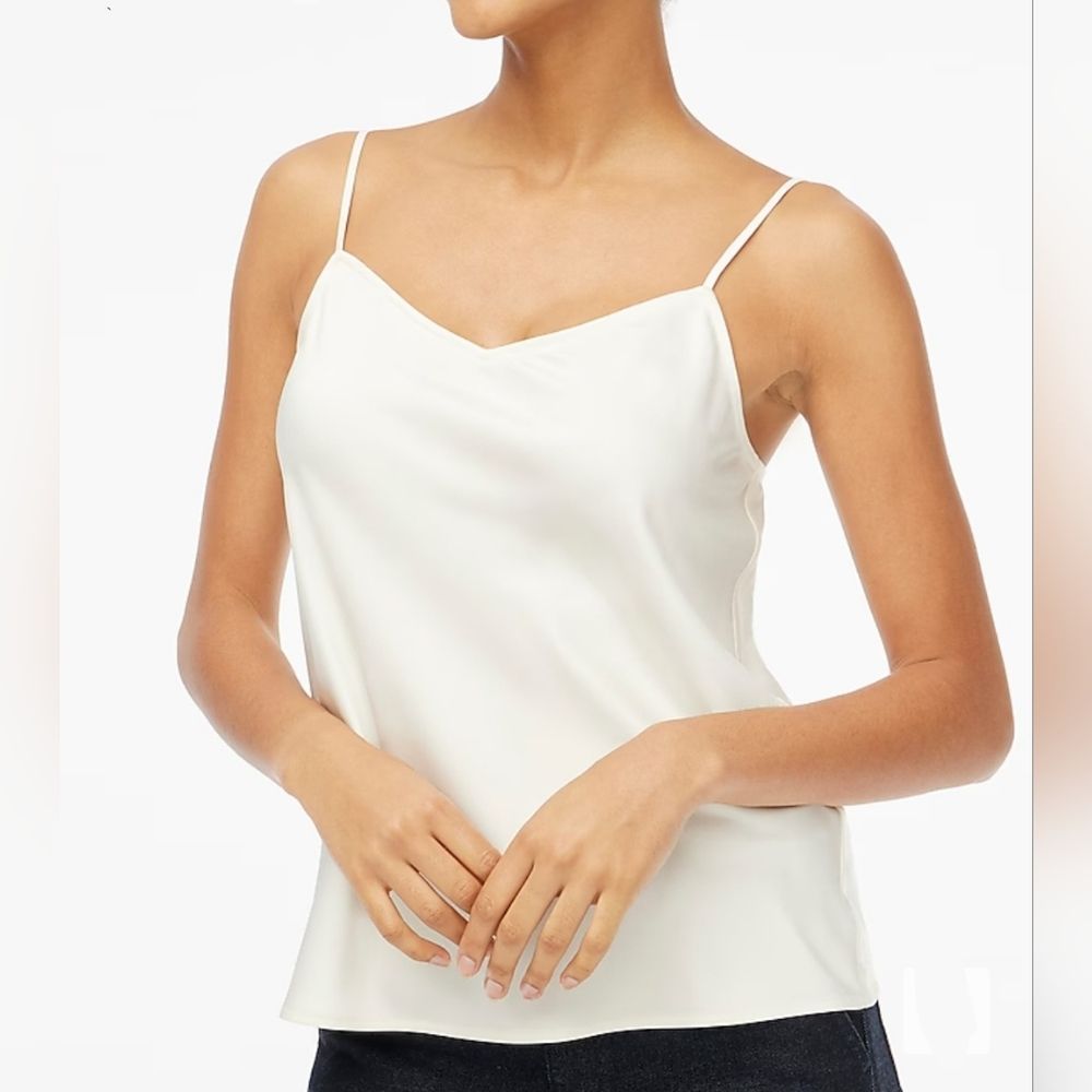 J. Crew 365 White Silky Adjustable Spaghetti Strap Cami Size 14